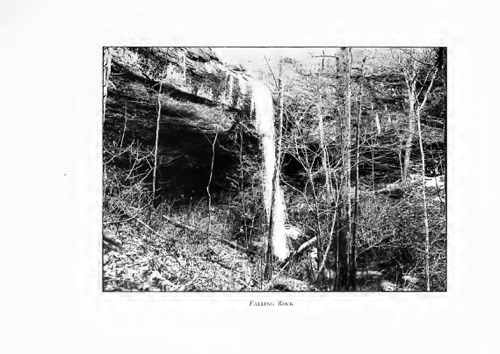 A picture of Falling Rock, between Pea Ridge and Dogwood a few miles west of Montevallo, from the 1912 AGTI yearbook, The Chiaroscuro.